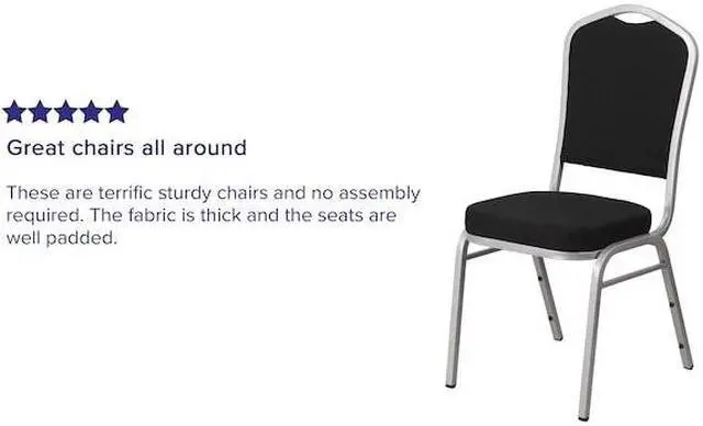 Alt view image 15 of 20 - HERCULES Series Crown Back Stacking Banquet Chair in Black Fabric - Silver Frame