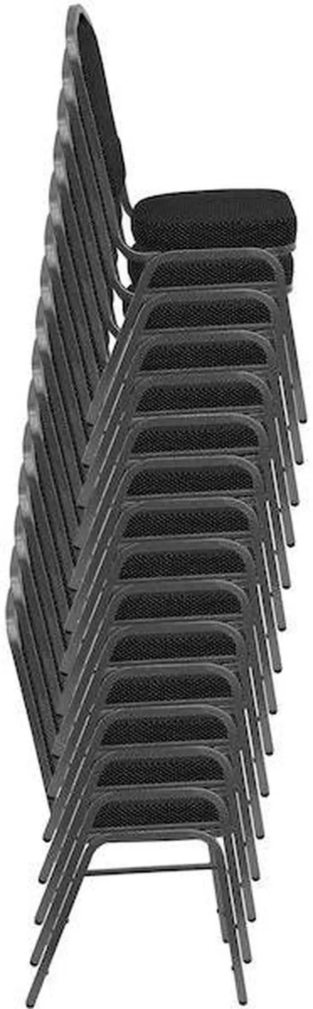 Alt view image 16 of 20 - HERCULES Series Crown Back Stacking Banquet Chair in Black Fabric - Silver Frame