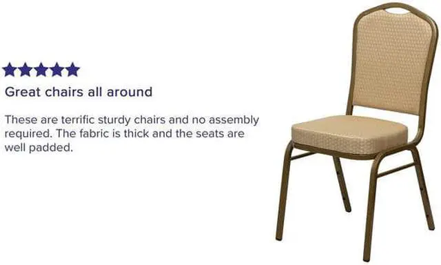 Alt view image 9 of 20 - HERCULES Series Crown Back Stacking Banquet Chair in Beige Patterned Fabric - Gold Frame