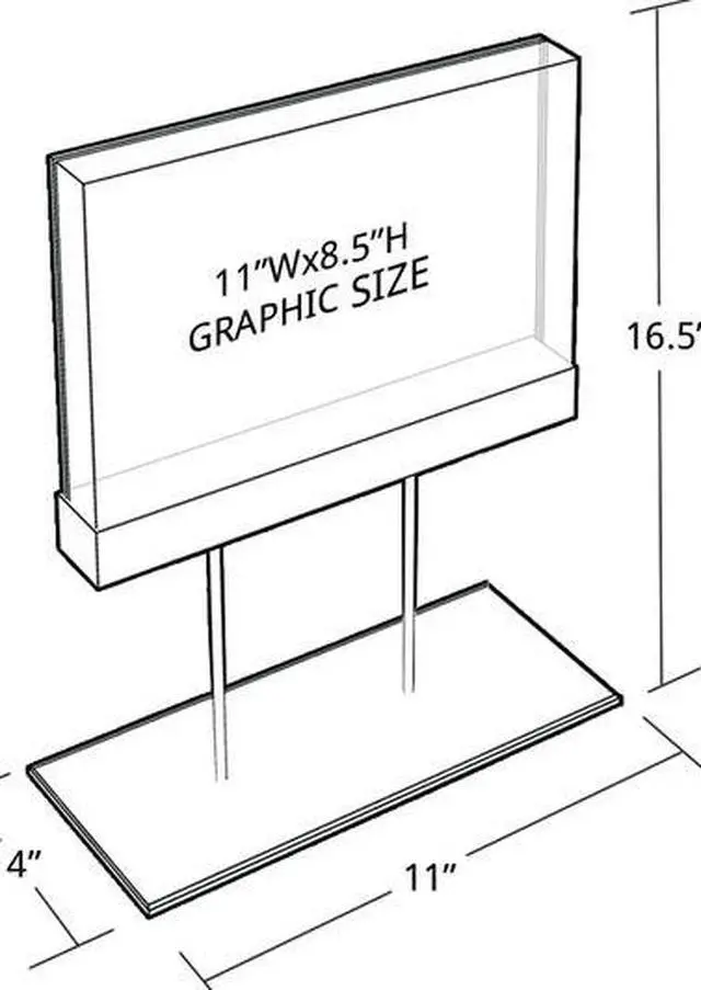 Alt view image 4 of 4 - Azar Medium Acrylic Block Sign Holder On Chrome Stand For Counter (104564)