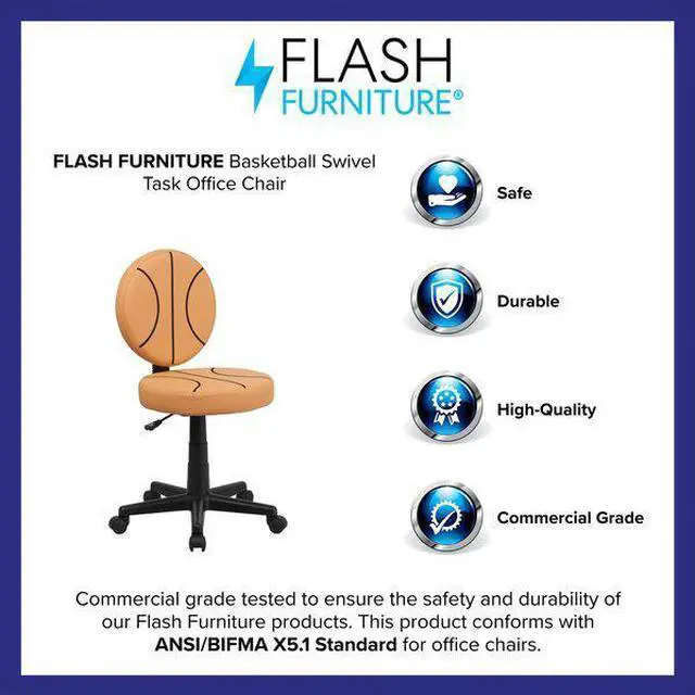 Alt view image 6 of 20 - Basketball Swivel Task Office Chair
