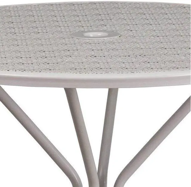 Alt view image 13 of 20 - Commercial Grade 35.25" Round Light Gray Indoor-Outdoor Steel Patio Table
