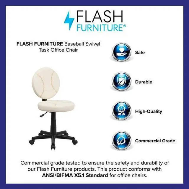 Alt view image 16 of 20 - Baseball Swivel Task Office Chair