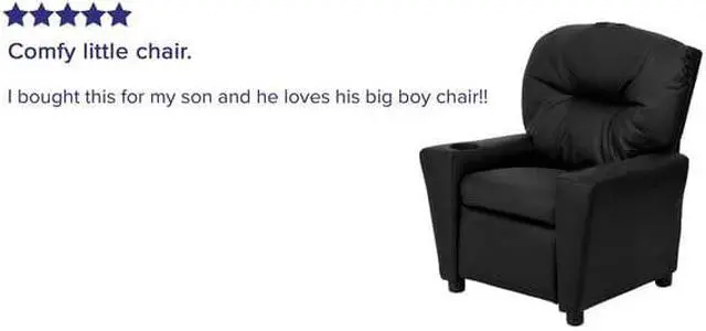 Alt view image 18 of 20 - Contemporary Black LeatherSoft Kids Recliner with Cup Holder