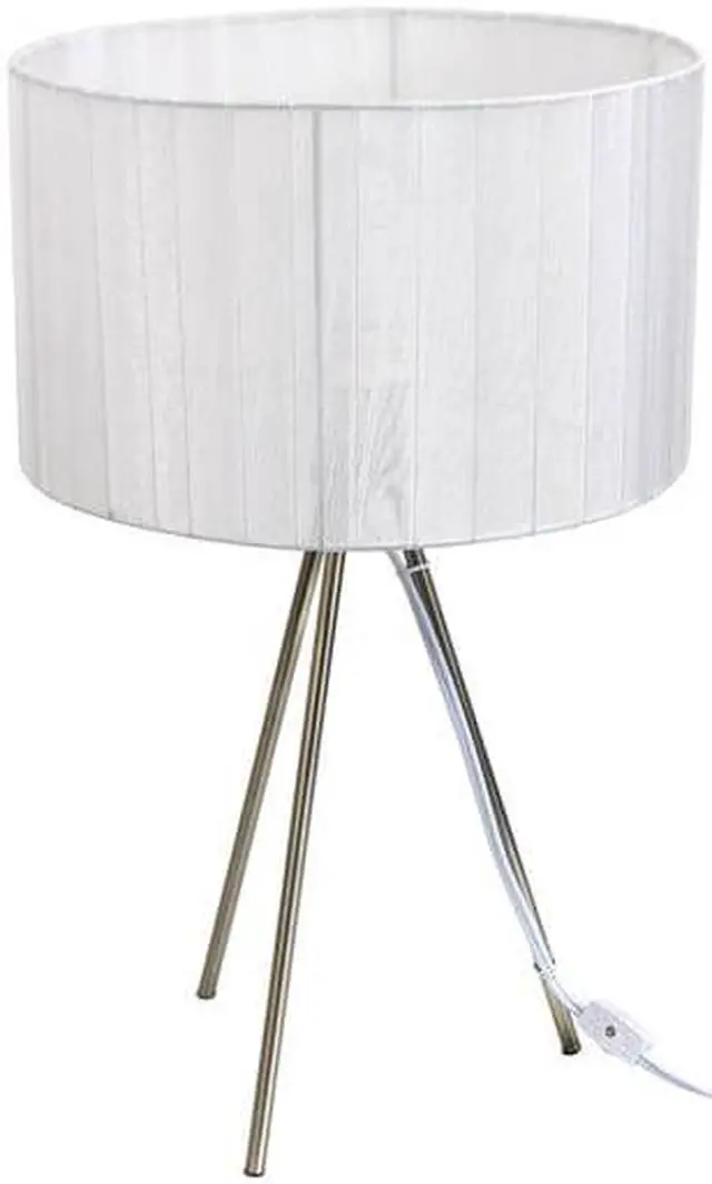 Alt view image 8 of 10 - Simple Designs Brushed Nickel Tripod Table Lamp with Pleated Silk Sheer Shade