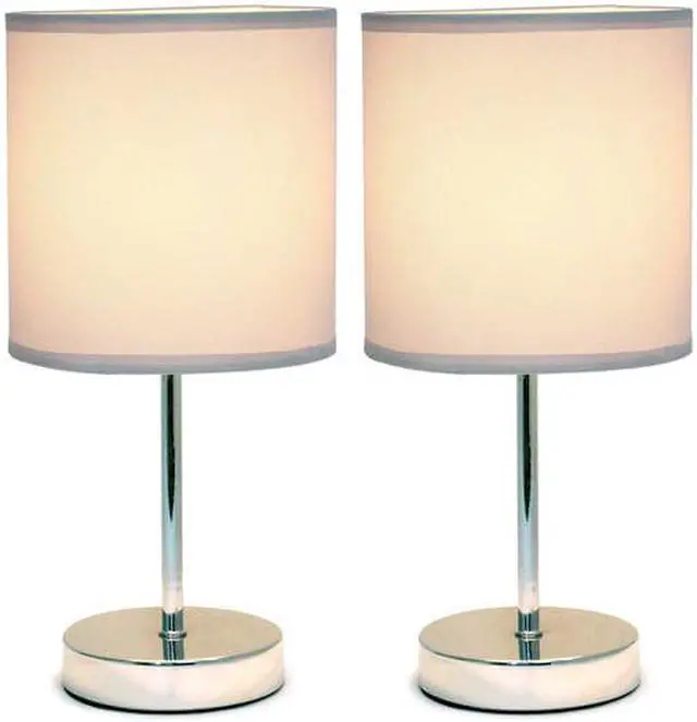 Alt view image 9 of 13 - Simple Designs Chrome Mini Basic Table Lamp with Fabric Shade 2 Pack Set, Slate Gray