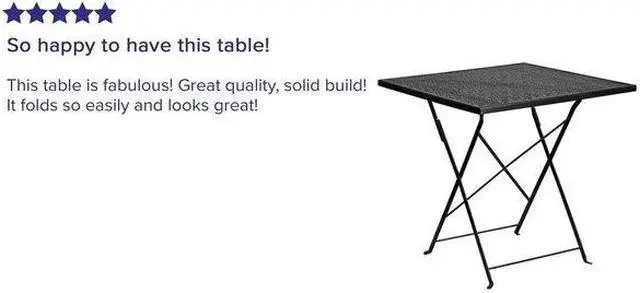 Alt view image 7 of 20 - 28'' Square Black Indoor-Outdoor Steel Folding Patio Table