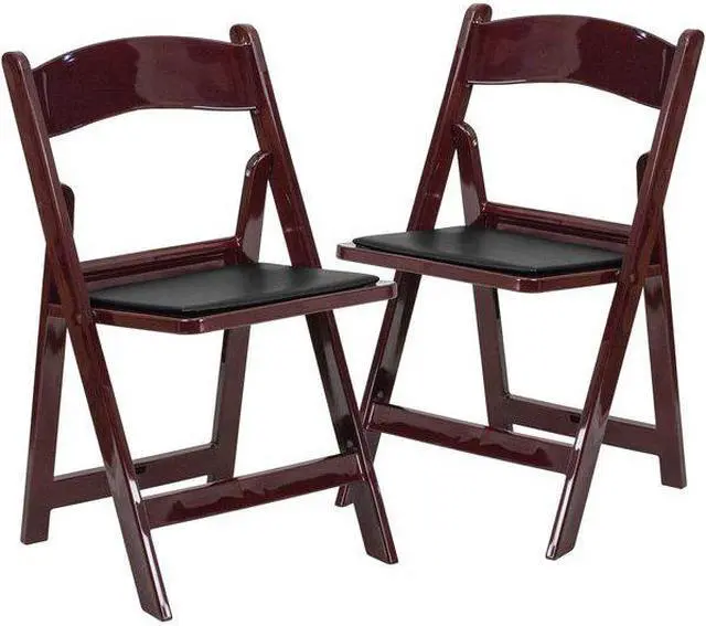 Alt view image 11 of 20 - 2 Pack HERCULES Series 1000 lb. Capacity Red Mahogany Resin Folding Chair with Black Vinyl Padded Seat