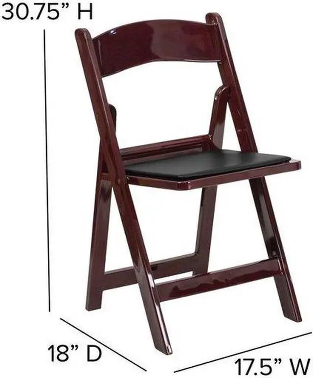 Alt view image 12 of 20 - 2 Pack HERCULES Series 1000 lb. Capacity Red Mahogany Resin Folding Chair with Black Vinyl Padded Seat