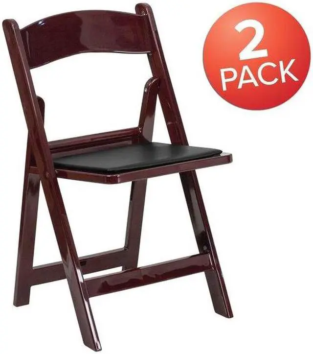 Alt view image 13 of 20 - 2 Pack HERCULES Series 1000 lb. Capacity Red Mahogany Resin Folding Chair with Black Vinyl Padded Seat