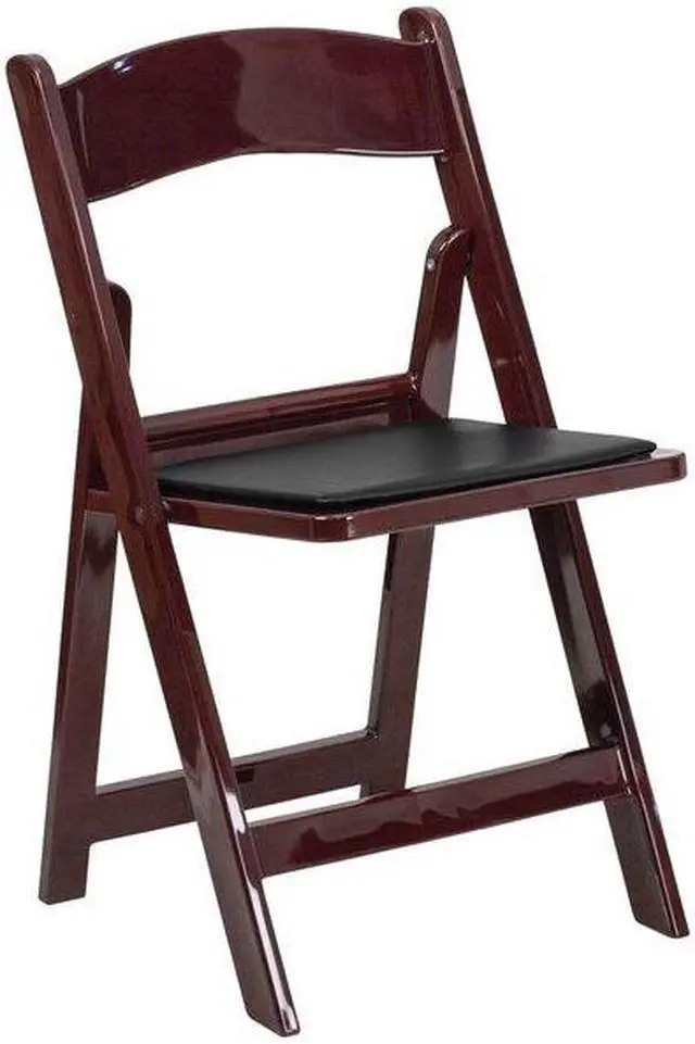 Alt view image 16 of 20 - 2 Pack HERCULES Series 1000 lb. Capacity Red Mahogany Resin Folding Chair with Black Vinyl Padded Seat