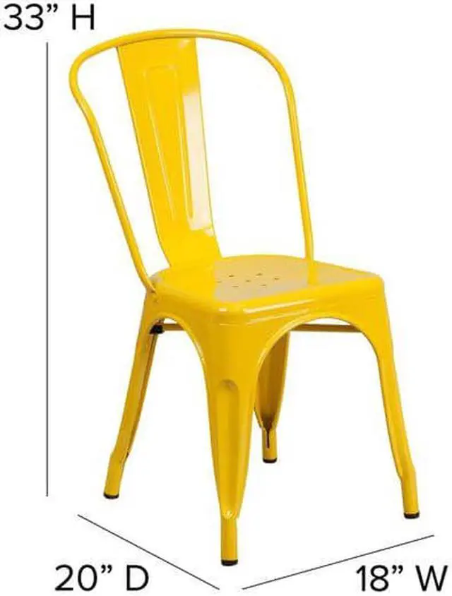 Alt view image 2 of 18 - FLASH FURNITURE 4-CH-31230-YL-GG Yellow Metal Indoor-Outdoor Stackable Chair
