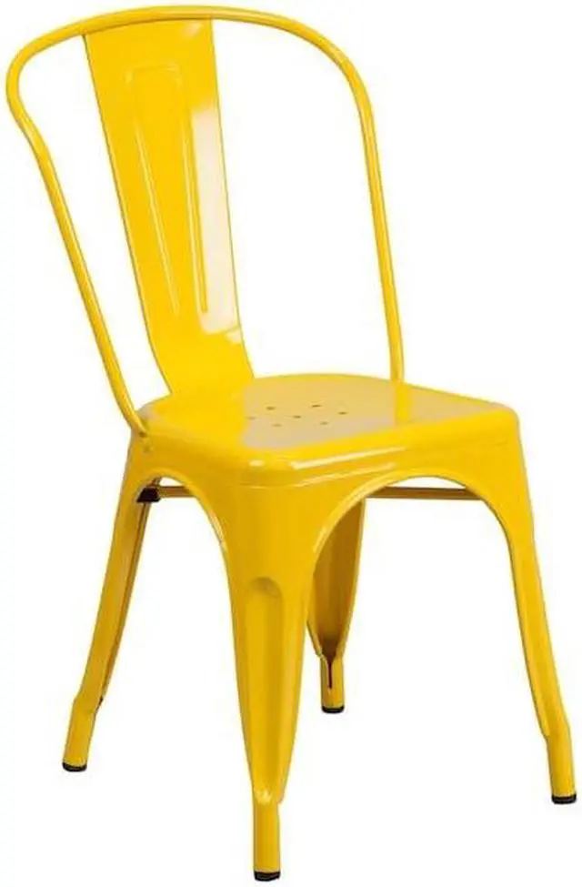 Alt view image 15 of 18 - FLASH FURNITURE 4-CH-31230-YL-GG Yellow Metal Indoor-Outdoor Stackable Chair
