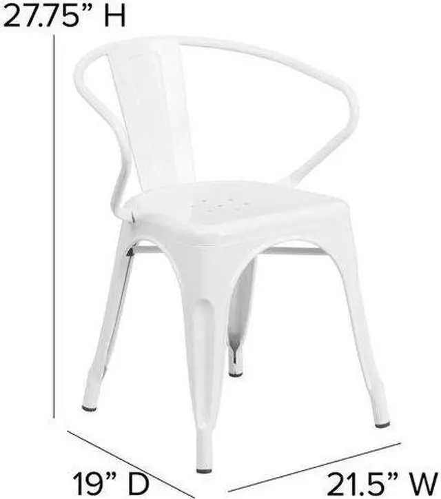 Alt view image 3 of 15 - FLASH FURNITURE 4-CH-31270-WH-GG White Metal Indoor-Outdoor Chair with Arms