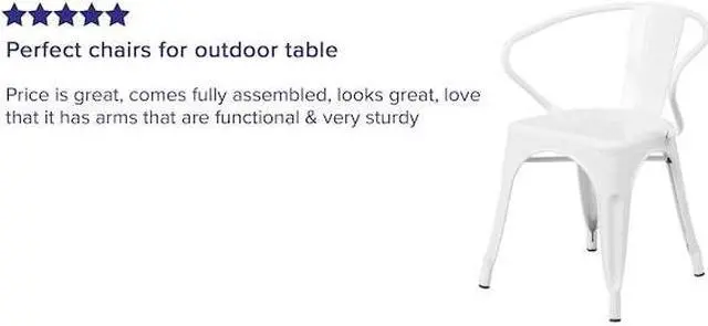Alt view image 14 of 15 - FLASH FURNITURE 4-CH-31270-WH-GG White Metal Indoor-Outdoor Chair with Arms