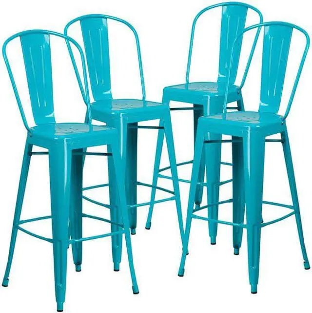 Alt view image 2 of 14 - FLASH FURNITURE 4-ET-3534-30-CB-GG Teal Metal Outdoor Stool,30"