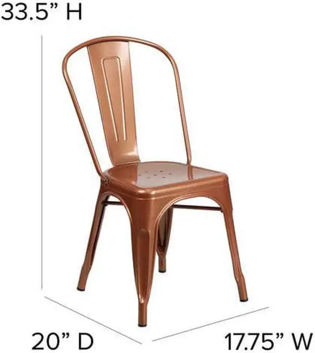 Alt view image 2 of 19 - FLASH FURNITURE 4-ET-3534-POC-GG Copper Metal Indoor-Outdoor Stackable Chair