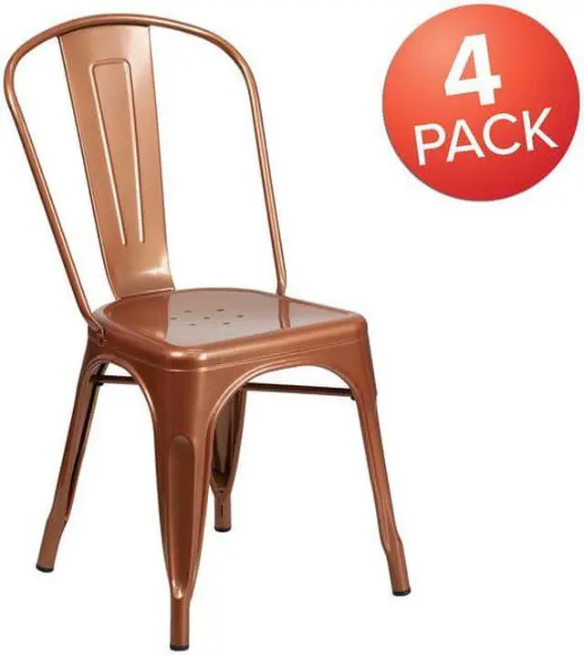 Alt view image 3 of 19 - FLASH FURNITURE 4-ET-3534-POC-GG Copper Metal Indoor-Outdoor Stackable Chair