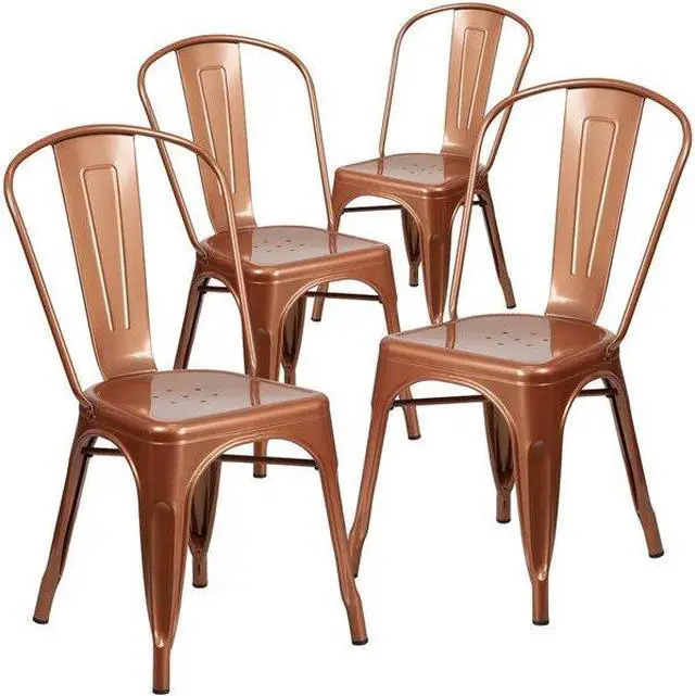 Alt view image 14 of 19 - FLASH FURNITURE 4-ET-3534-POC-GG Copper Metal Indoor-Outdoor Stackable Chair