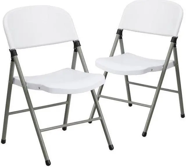 Alt view image 15 of 20 - HERCULES Series White Plastic Folding Chairs | Set of 2 Lightweight Folding Chairs with Gray Frame