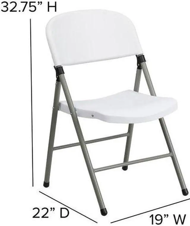 Alt view image 16 of 20 - HERCULES Series White Plastic Folding Chairs | Set of 2 Lightweight Folding Chairs with Gray Frame