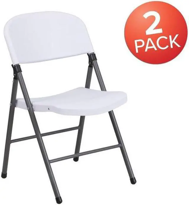 Alt view image 17 of 20 - HERCULES Series White Plastic Folding Chairs | Set of 2 Lightweight Folding Chairs with Gray Frame