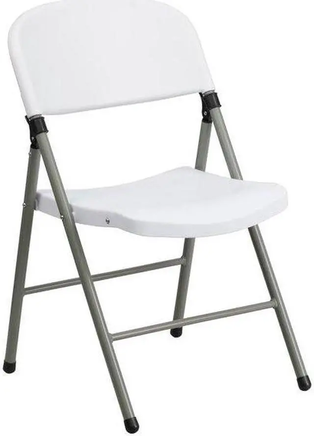 Alt view image 20 of 20 - HERCULES Series White Plastic Folding Chairs | Set of 2 Lightweight Folding Chairs with Gray Frame