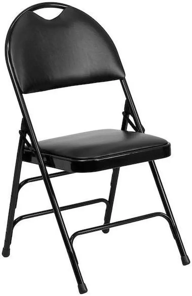 Alt view image 18 of 20 - 2 Pk. HERCULES Series Ultra-Premium Triple Braced Black Vinyl Metal Folding Chair with Easy-Carry Handle