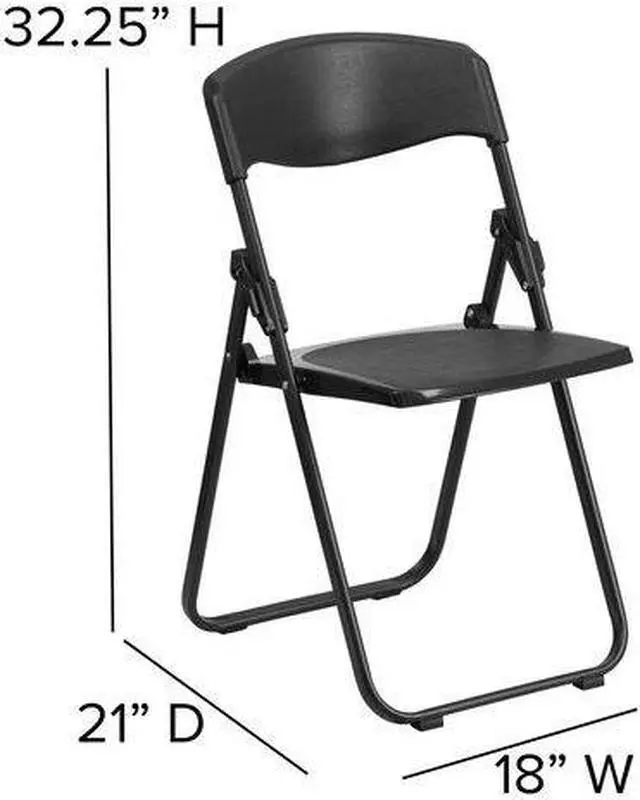 Alt view image 13 of 20 - 2 Pk. HERCULES Series 880 lb. Capacity Heavy Duty Black Plastic Folding Chair with Built-in Ganging Brackets