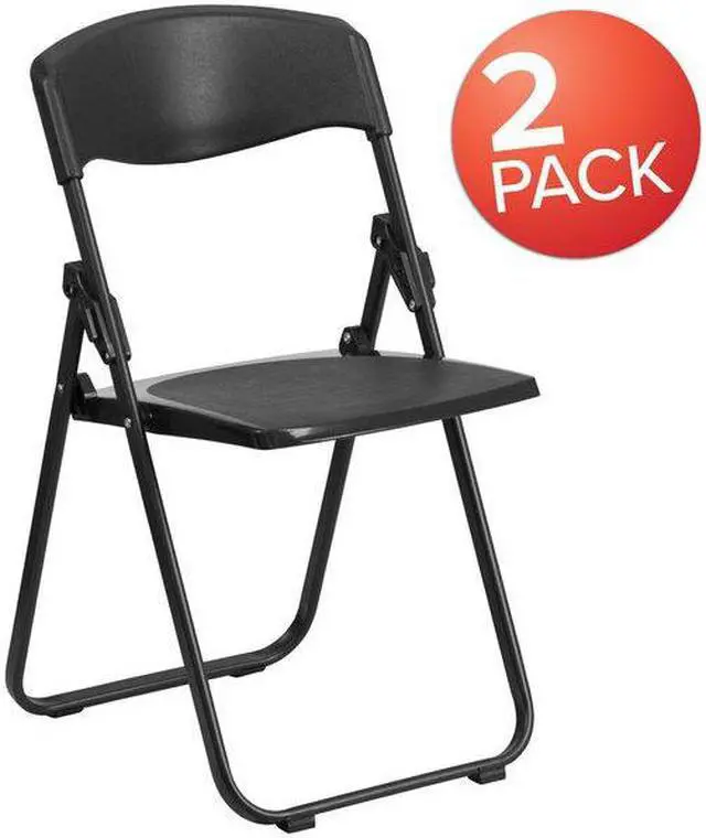 Alt view image 14 of 20 - 2 Pk. HERCULES Series 880 lb. Capacity Heavy Duty Black Plastic Folding Chair with Built-in Ganging Brackets