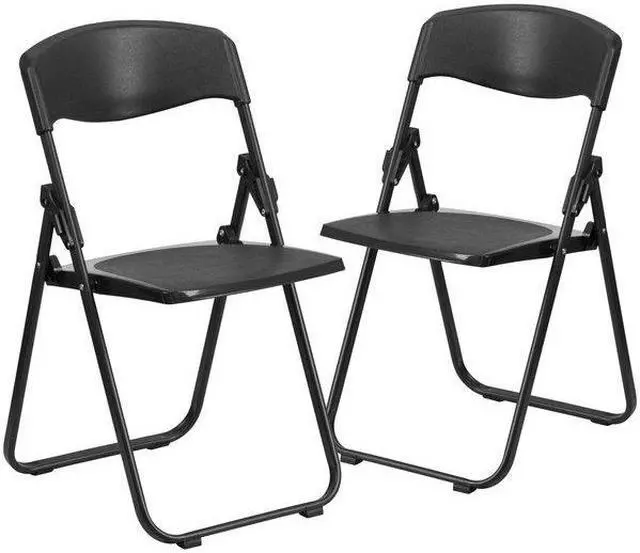 Alt view image 16 of 20 - 2 Pk. HERCULES Series 880 lb. Capacity Heavy Duty Black Plastic Folding Chair with Built-in Ganging Brackets