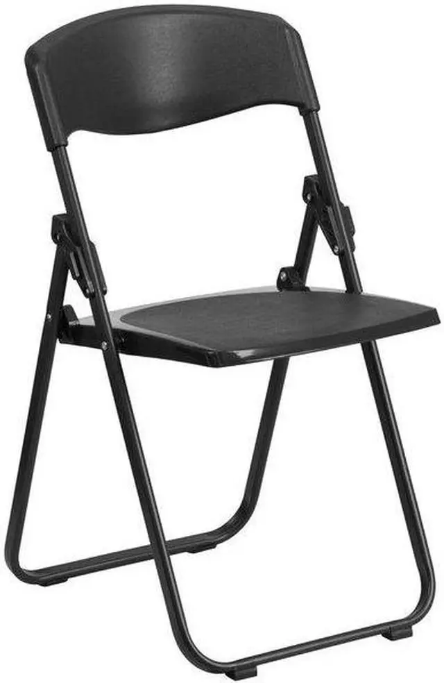 Alt view image 17 of 20 - 2 Pk. HERCULES Series 880 lb. Capacity Heavy Duty Black Plastic Folding Chair with Built-in Ganging Brackets