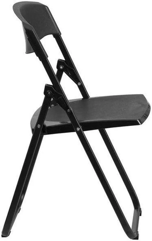 Alt view image 18 of 20 - 2 Pk. HERCULES Series 880 lb. Capacity Heavy Duty Black Plastic Folding Chair with Built-in Ganging Brackets