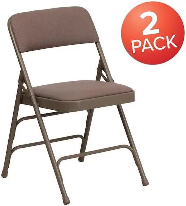 Alt view image 18 of 20 - 2 Pk. HERCULES Series Curved Triple Braced & Double Hinged Beige Fabric Metal Folding Chair