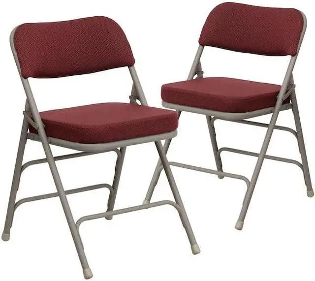 Alt view image 19 of 20 - 2 Pack HERCULES Series Premium Curved Triple Braced & Double Hinged Burgundy Fabric Metal Folding Chair