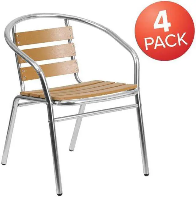 Alt view image 9 of 13 - Flash Furniture Restaurant Patio Chair Aluminum 4 Pack (4TLH017W)