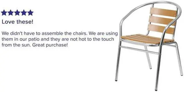 Alt view image 11 of 13 - Flash Furniture Restaurant Patio Chair Aluminum 4 Pack (4TLH017W)