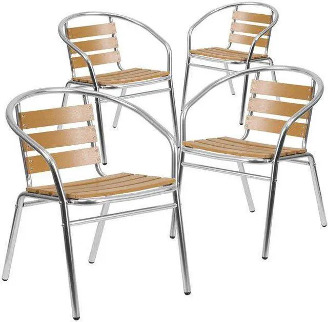 Alt view image 12 of 13 - Flash Furniture Restaurant Patio Chair Aluminum 4 Pack (4TLH017W)