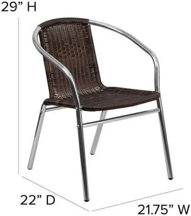 Alt view image 2 of 16 - FLASH FURNITURE 4-TLH-020-GG Aluminum,Dark Brown Rattan Indoor-Outdoor