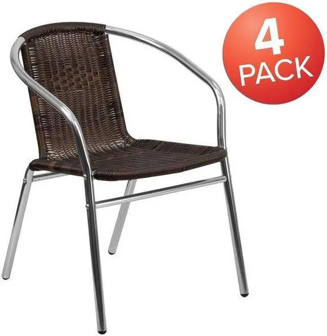 Alt view image 3 of 16 - FLASH FURNITURE 4-TLH-020-GG Aluminum,Dark Brown Rattan Indoor-Outdoor