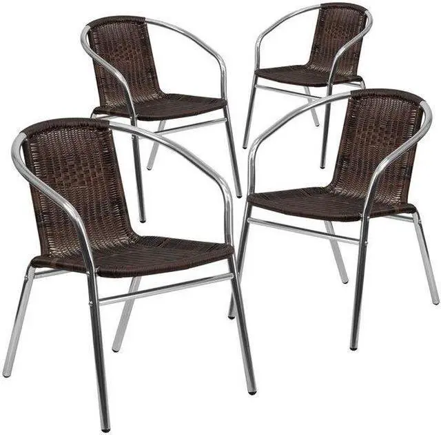Alt view image 6 of 16 - FLASH FURNITURE 4-TLH-020-GG Aluminum,Dark Brown Rattan Indoor-Outdoor