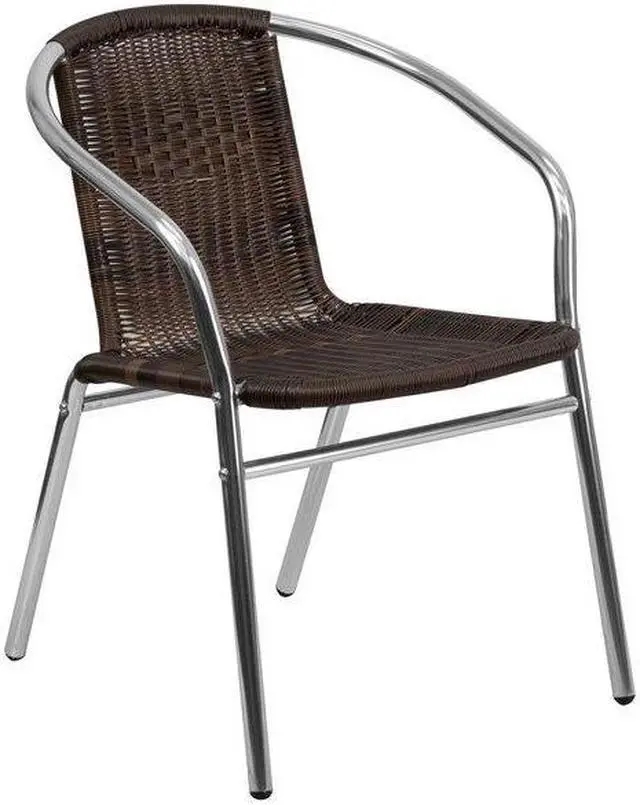 Alt view image 7 of 16 - FLASH FURNITURE 4-TLH-020-GG Aluminum,Dark Brown Rattan Indoor-Outdoor