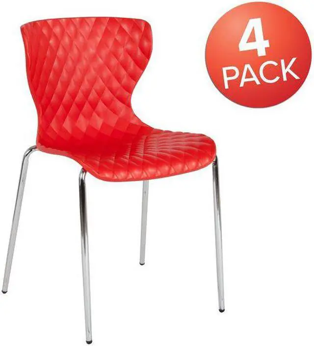 Alt view image 5 of 15 - 4 Pk. Lowell Contemporary Design Red Plastic Stack Chair
