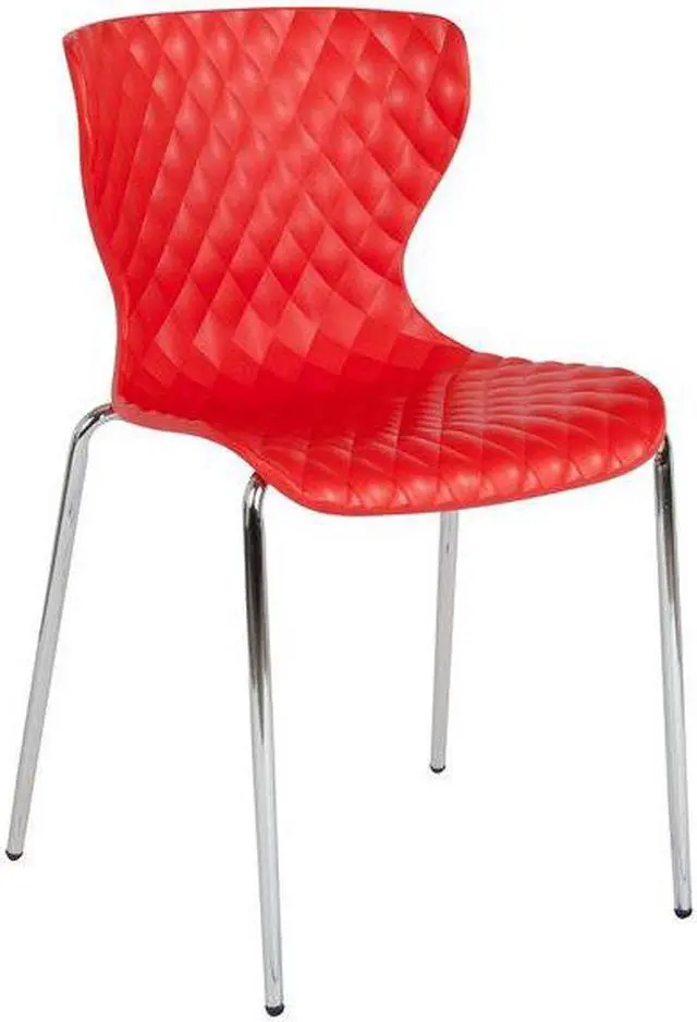 Alt view image 8 of 15 - 4 Pk. Lowell Contemporary Design Red Plastic Stack Chair