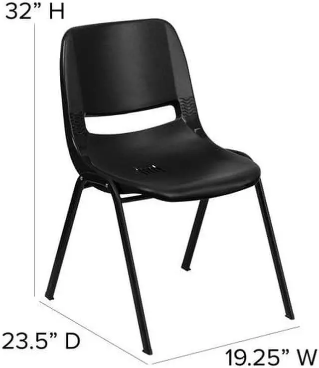 Alt view image 7 of 18 - Flash Furniture HERCULES Series. Capacity 880 lb Ergonomic Shell Stack Chair  - 5 Pack, Black Frame