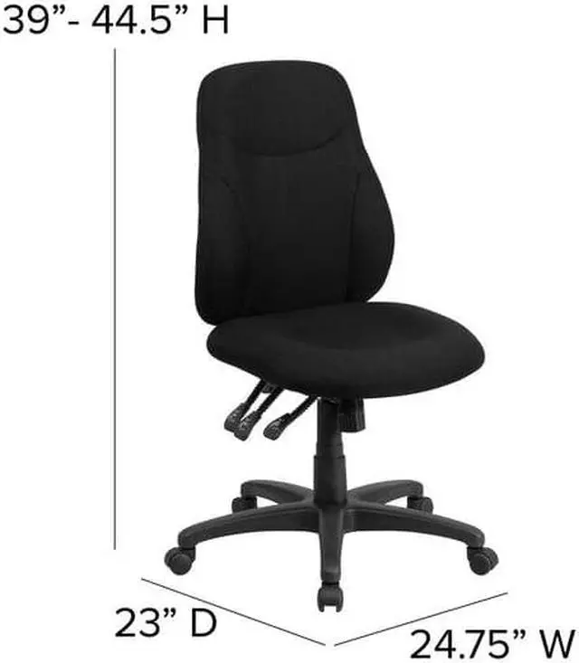 Alt view image 10 of 20 - Mid-Back Black Fabric Multifunction Ergonomic Swivel Task Chair