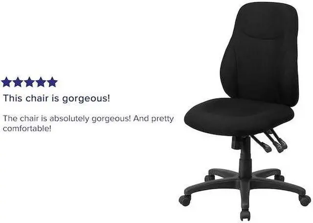 Alt view image 12 of 20 - Mid-Back Black Fabric Multifunction Ergonomic Swivel Task Chair