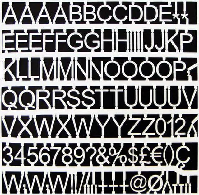 Alt view image 4 of 4 - White Plastic Set of Letters, Numbers and Symbols, Uppercase, 1" Dia.