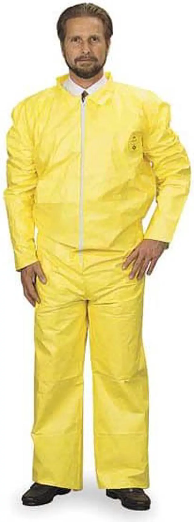 Alt view image 2 of 2 - DUPONT QC120SYLMD001200 Chemcial Resistant Coverall, Collared, M, Tychem(R)