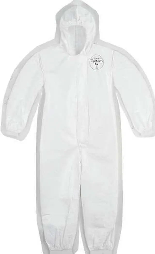 Alt view image 3 of 3 - DUPONT SL127BWHXL001200 Hooded Chemical Resistant Coveralls, XL, 12 , White,